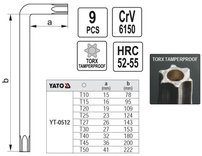 Sada kľúčov TORX s otvorom 9 ks dlhé