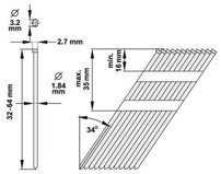 Nastreľovacie klince 1,84 x 38 mm 34° 1000ks