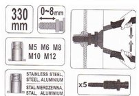 Pákové nitovacie kliešte, M5 - M12, dĺžka 330 mm