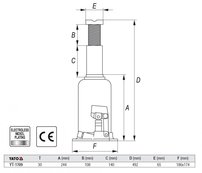 Hever / zdvihák piestový hydraulický 30T 244-492mm