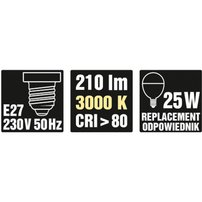 LED žiarovka P45 E27 230V 3W 210LM 3000K 