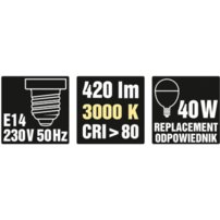 LED žiarovka P45 E14 230V 7W 420LM 3000K