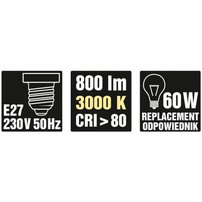 LED žiarovka A60 E27 230V 10W 800LM 3000K