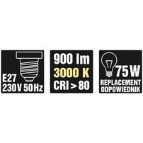 LED žiarovka A60 E27 230V 12W 900LM 3000K