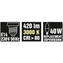 LED žiarovka C37 E14 7W 230 420L 3000K