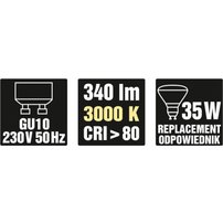 LED žiarovka GU10 230V 5W 340LM 3000K