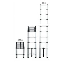 Teleskopický rebrík, 0,88-3,8m, 13 priečok, nosnosť 150kg