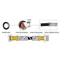 Hadica flexi, nerez F1/2" x F3/8" 100cm