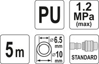 Vzduchová špirálová hadica 6,5 x 10 mm, 5 m