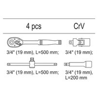  Vložka do zásuvky - sada rační a nástavcov, 3/4 ", 4ks