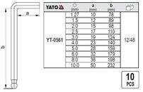 Sada kľúčov imbus s guličkou 10 ks extradlhé
