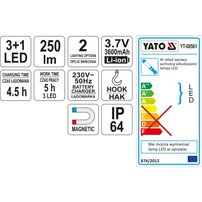 Lampa montážna 3+1 LED, bezprívodová, 3,7V 