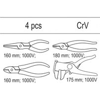Vložka do zásuvky - sada klieští elektrikárskych 1000V, 4ks